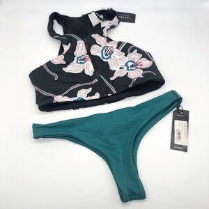 New Tavik Green & Black Floral Bikini - Size XS
